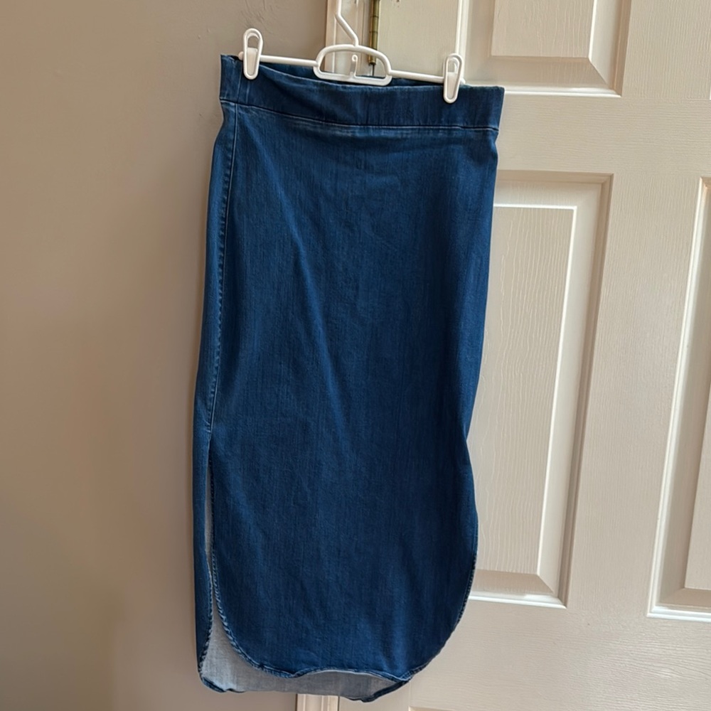 Frank & Eileen Blue Asymmetrical Midi Pencil Skirt